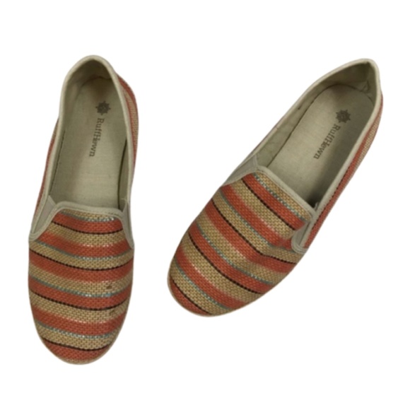 Ruff Hewn Orange Tan Stripe Espradrille Flats - Picture 1 of 8
